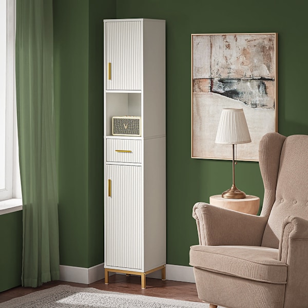 SoBuy Højskab Badeværelsesskab  Badeværelsesmøbler BZR181-W High cabinet