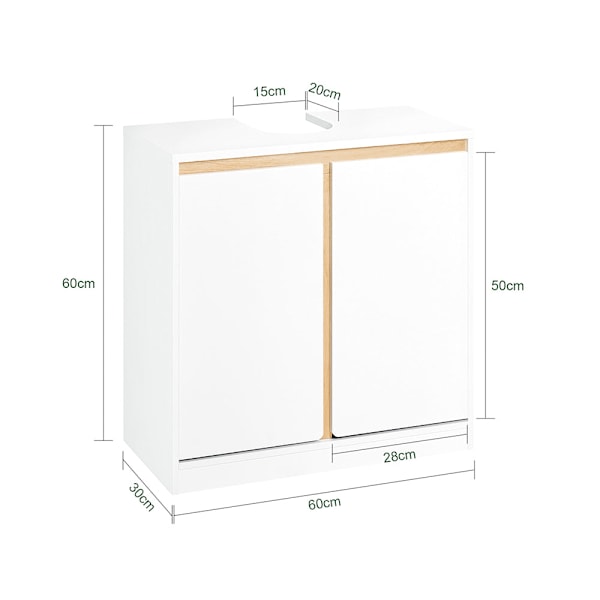 SoBuy Underskab til håndvask Badeværelsesskab med 2låger BZR78-W White Sink cabinet(on wall)