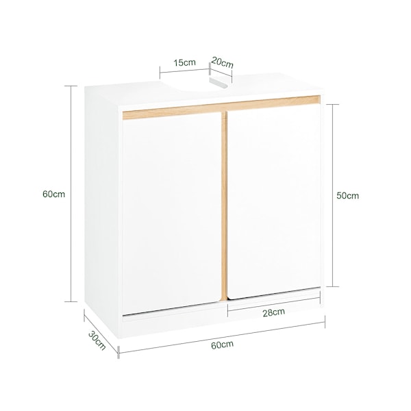 SoBuy Underskab til håndvask Badeværelsesskab med 2låger BZR78-W White Sink cabinet(on wall)