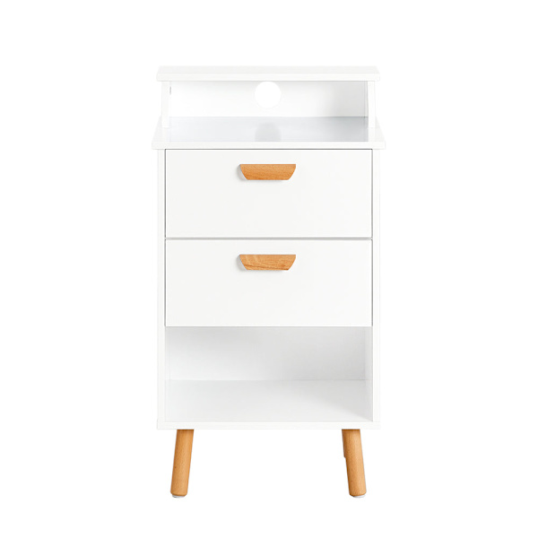 SoBuy Nattduksbord 2 lådor Soffbord Sidobord Sängbord FBT125-W
