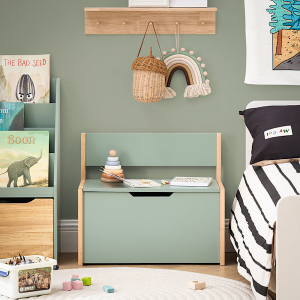 SoBuy Barnhylla Barnbokhylla Barnsittbänk KMB94-GR 64*30*55cm