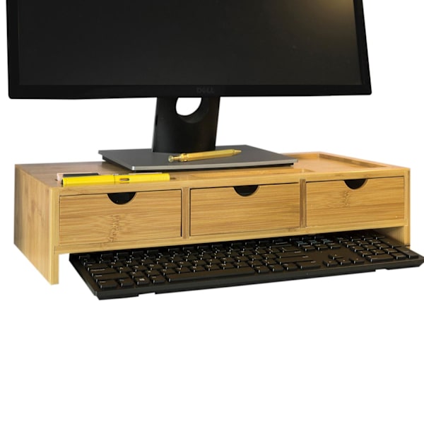 SoBuy Bildskärmsställ Monitorstativet med 3 fack, BBF03-N wood Length 47 cm