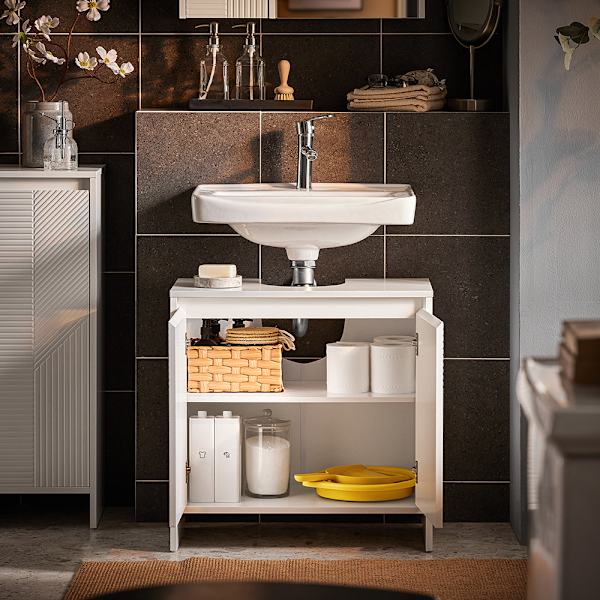 SoBuy kylpyhuone kaappi Allaskaappi 2 ovea BZR157-W Under sink cabinet