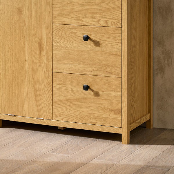 SoBuy Korkea kaappi Pyykkikaappi pyykkikorin kanssa BZR97-SN Light wood color Base cabinet with laundry basket