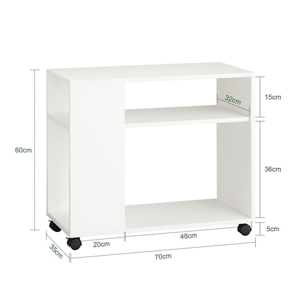 SoBuy Rullbord Förvaringsbord Sidobord på hjul Soffbord FBT34-W White
