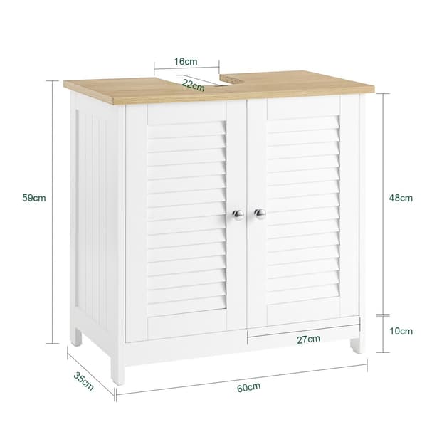 SoBuy Underskab til vask med 2 døre i træ 60x35x58cm, rustik FRG237-WN