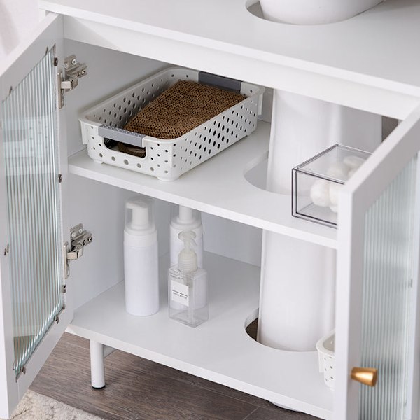 SoBuy Hjørneunderskab Underskab til håndvask 2 låger BZR115-II-W Sink cabinet(on wall)