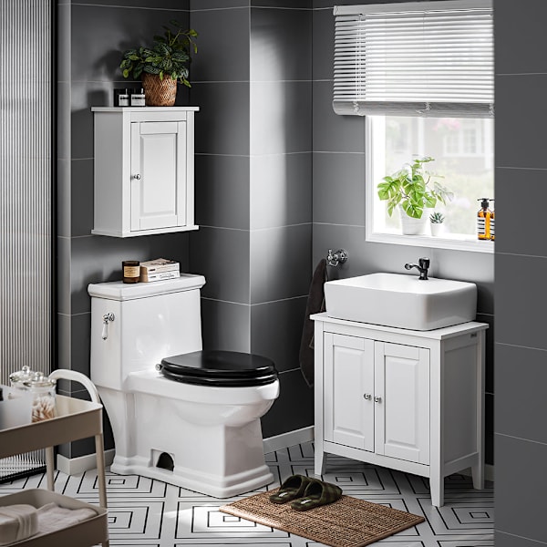 SoBuy Badeværelsesskab, Underskab til vask toiletskab FRG202-W White Sink cabinet(on wall)
