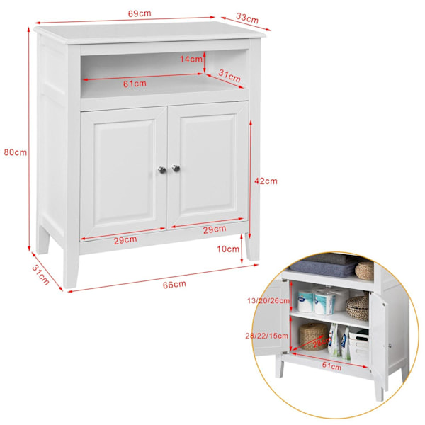 SoBuy Badrumsskåp, Skänk, Badrumsmöbler, Badrumsskåp FRG204-W White Base cabinet