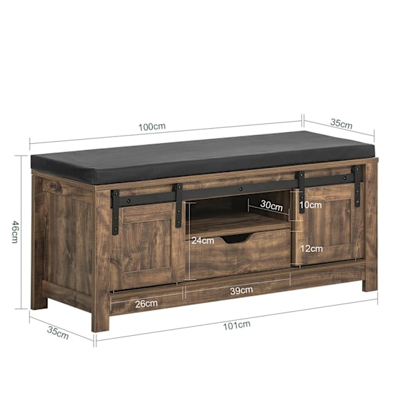 SoBuy Kenkäteline penkki Kenkäkaappi Kenkähylly FSR118-N Brown Bench