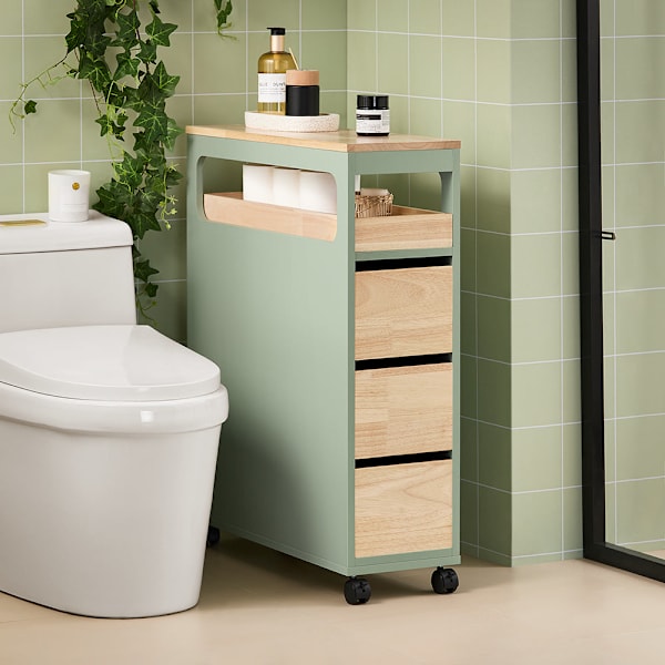 SoBuy Kapea kaappi WC paperiteline Hyllykokonaisuus BZR54-GR Green 24*65*82cm