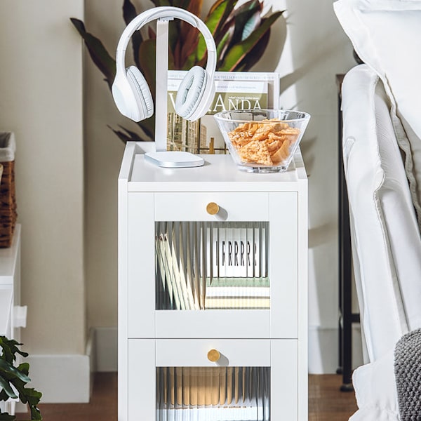 SoBuy Nattduksbord med 2 lådor Soffbord Sidobord Sängbord FBT139-W