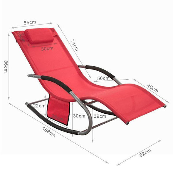 SoBuy 2 x Puutarhan keinutuolit jalkatuella Aurinkotuolit Kansit Red 2 Pieces