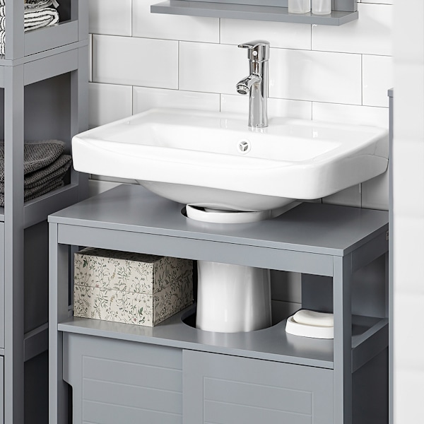 SoBuy Underskab til håndvask Badeværelsesskab FRG128-II-SG Grey Sink cabinet(on floor)