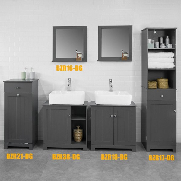 SoBuy Pyykkikaappi Kylpyhuone kaappi Pyykkikori BZR21-DG Grey Laundry cabinet(1 door)