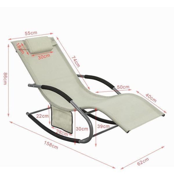 SoBuy Puutarhan keinutuoli jalkatuella Aurinkotuoli OGS28-MI Beige 1 Piece