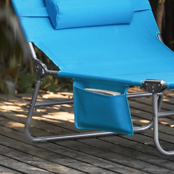 SoBuy 2 x Fällstolar utemöbler Solsäng med dynor OGS35-Bx2 blå