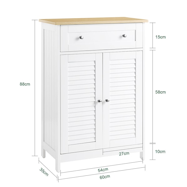 SoBuy Kylpyhuonekaappi Senkki 2 ovea FRG238-WN White Base cabinet