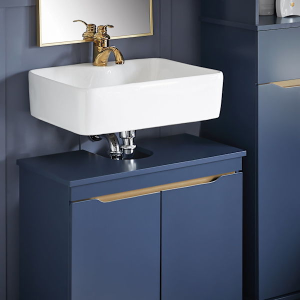 SoBuy Blå Hjørneunderskab Underskab til håndvask BZR113-B Blue Sink cabinet(on floor)