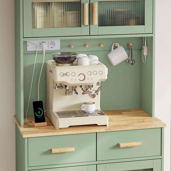 SoBuy Sideboard med 4 glasdøre, grøn, 78×38×180 cm, FSB108-E-GR