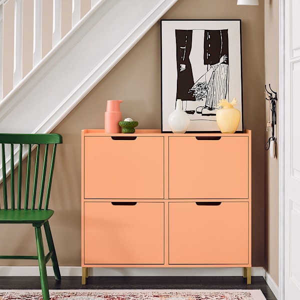 SoBuy Skoskab Skohylde Entré Skoskab med 4 rum FSR100-RS Orange