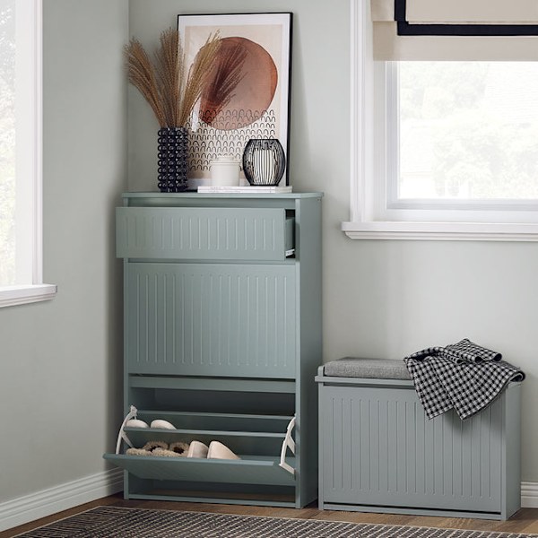 SoBuy Smalt skoskåp Skohylla Skoställ Hylla FSR165-HG Grey 61*26*100cm