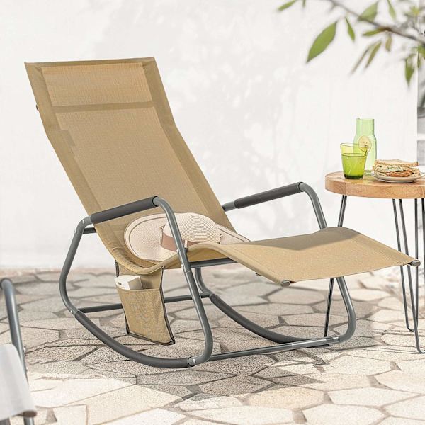 SoBuy Gyngestol Liggestol Havestole Relaxstol OGS47-KA Brown