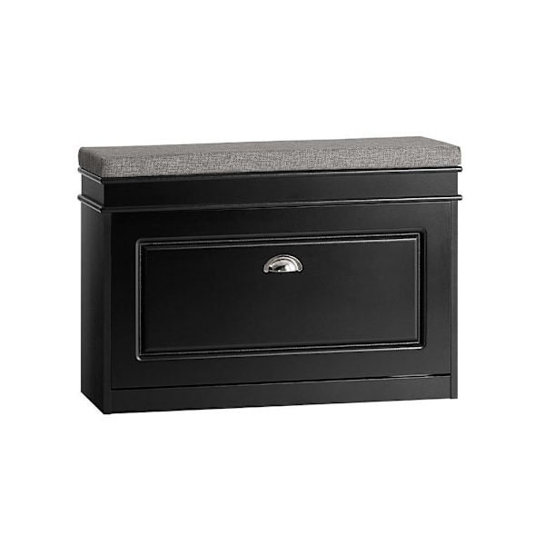SoBuy Skobænk Skoholder med sæde Entrébænk Sort FSR82-L-SCH Black L75*B24*H52cm