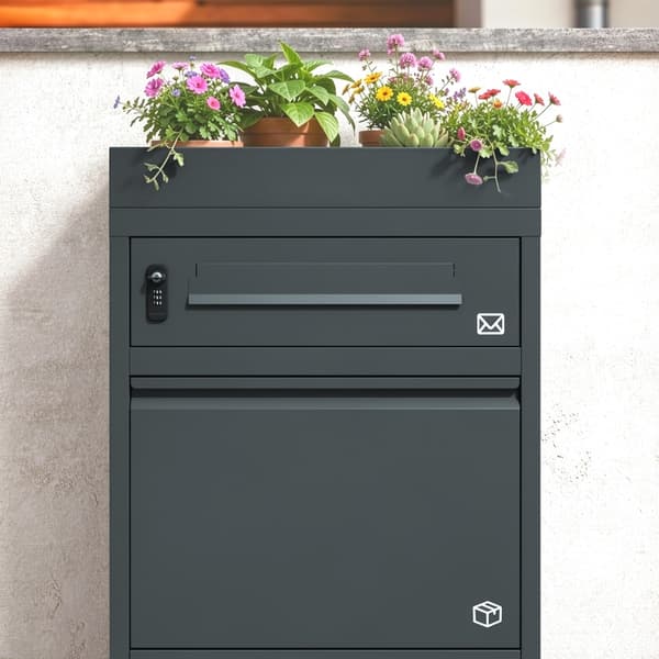 SoBuy Udendørs pakkeopsamlingskabinet med kode, Mørkegrå, 55×41.3×120 cm, OGS68-DG