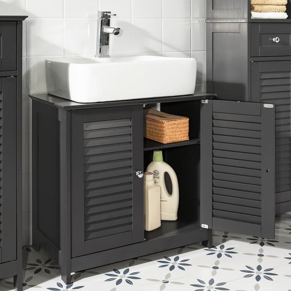 SoBuy Underskab til vask 2 doors Mørkegrå 60x35x58cm, moderne FRG237-DG