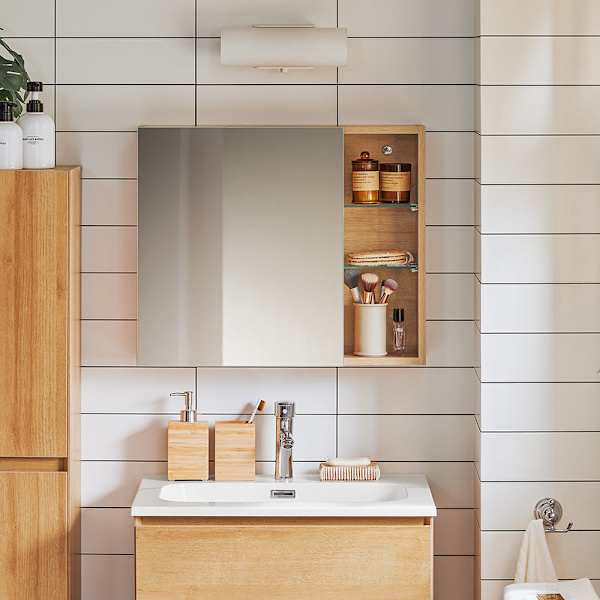 SoBuy Väggskåp Överskåp Spegelskåp Badrumsskåp BZR173-N Mirror Cabinet