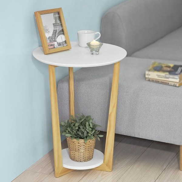 SoBuy Soffbord Sidobord Cafébord FBT52-WN White 45 x 45 x 60 cm
