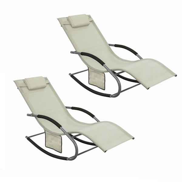 SoBuy, 2 x Gungstol, Loungestol, Utemöbler, 2-sits, OGS28-MIx2 Beige 2 Pieces