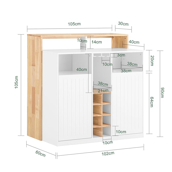 SoBuy Keittiösaareke kaappi Viinikaappi Senkki KNL07-WN