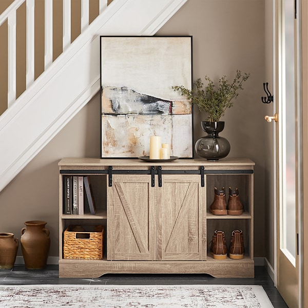 SoBuy Vitriinit Senkki Pöytäkaappi Vitriinikaappi FSB60-E Nature Cabinet with 2 doors