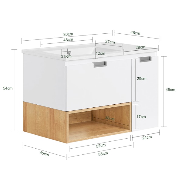 SoBuy Tvättställsunderskåp Badrumsskåp Underskåp BZR178-WN Under sink cabinet