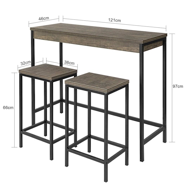 SoBuy Barbord med 2 stole Spisebord Køkkenbord Barbord Loungebor