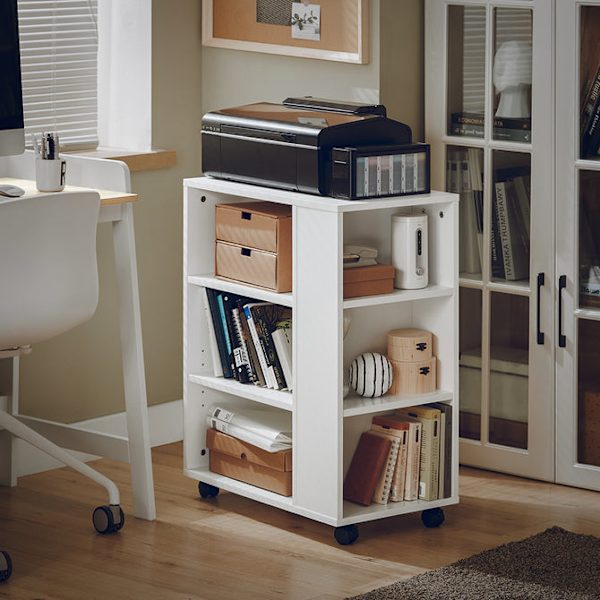 SoBuy Soffbord,Förvaringsbord,med hjul,Hörnbord Tv-bänk FBT68-W Vit W60 x D35 x H75cm