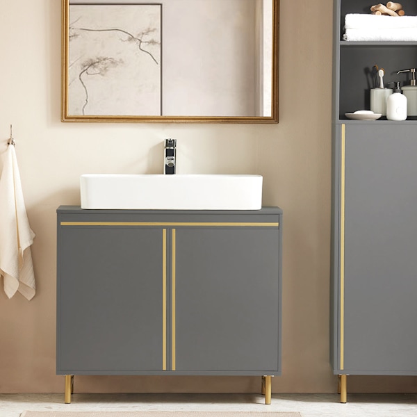 SoBuy Badeværelsesvaskeskab 2 døre BZR129-HG 75*35*65cm