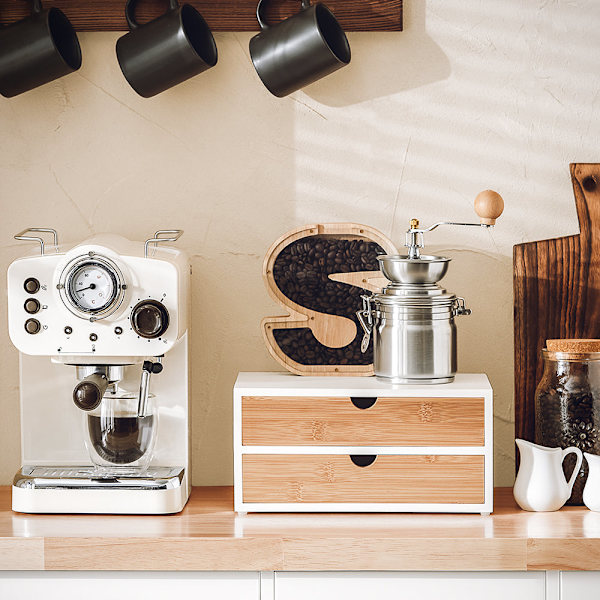 SoBuy Förvaringslåda till kaffemaskin, Kapselhållare FRG180-WN White amd Nature L30 * T20 * H14 cm