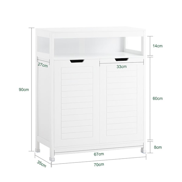 SoBuy kylpyhuone kaappi Pöytäkaappi BZR121-W Base cabinet with 2 doors