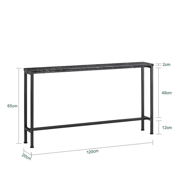 SoBuy Sidebord Smal aflastningsbord Sofaborde FSB19-SCH Black L120*B20*H65cm
