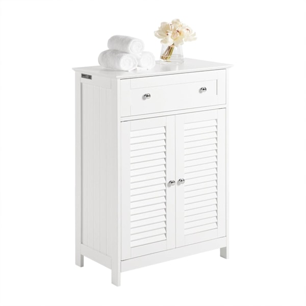 SoBuyBadeværelsesskab med jalousilåger og skuffe, FRG238-W White Wall cabinet