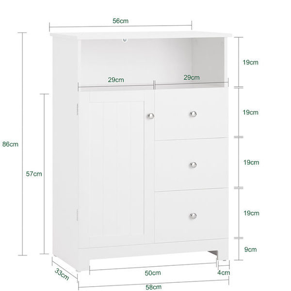 SoBuy Underskåp badrumsskåp Badrumsskåp BZR107-W White High cabinet