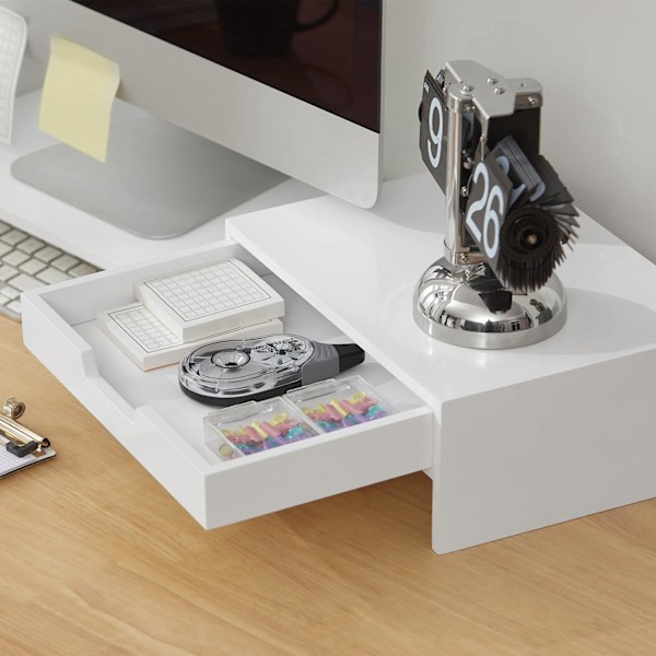 SoBuy Bildskärmsställ Monitorstativet med 2 fack, BBF04-W White Length 60-107 cm