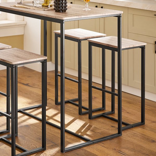 SoBuy Matgrupp Barbord och 4 stolar Köksbord Matbord OGT15-N Wood