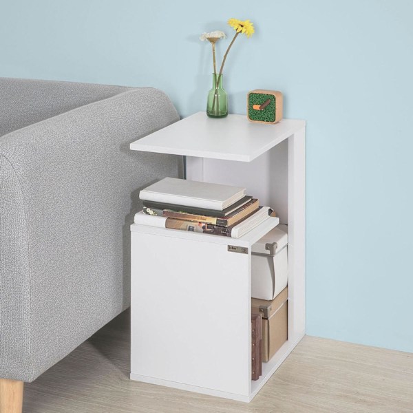 SoBuy Soffbord med 3 hyllor, Sidobord Cafébord Sängbord FBT69-W Vit 40 x 30 x 60 cm
