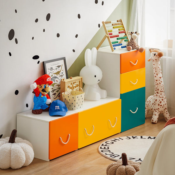 SoBuy Barnhylla Leksaksförvaring för barn förvaringsskåp KMB74-W Toy storage with 1 drawer