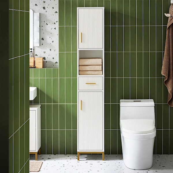 SoBuy Højskab Badeværelsesskab  Badeværelsesmøbler BZR181-W High cabinet