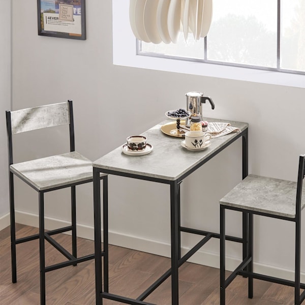 SoBuy Baaripöytä ja 2 baarituolit Ruokailuryhmä OGT03-HG Gray Rectangular table with 2 chairs